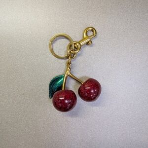 Cherry Keychain with Gold Accents